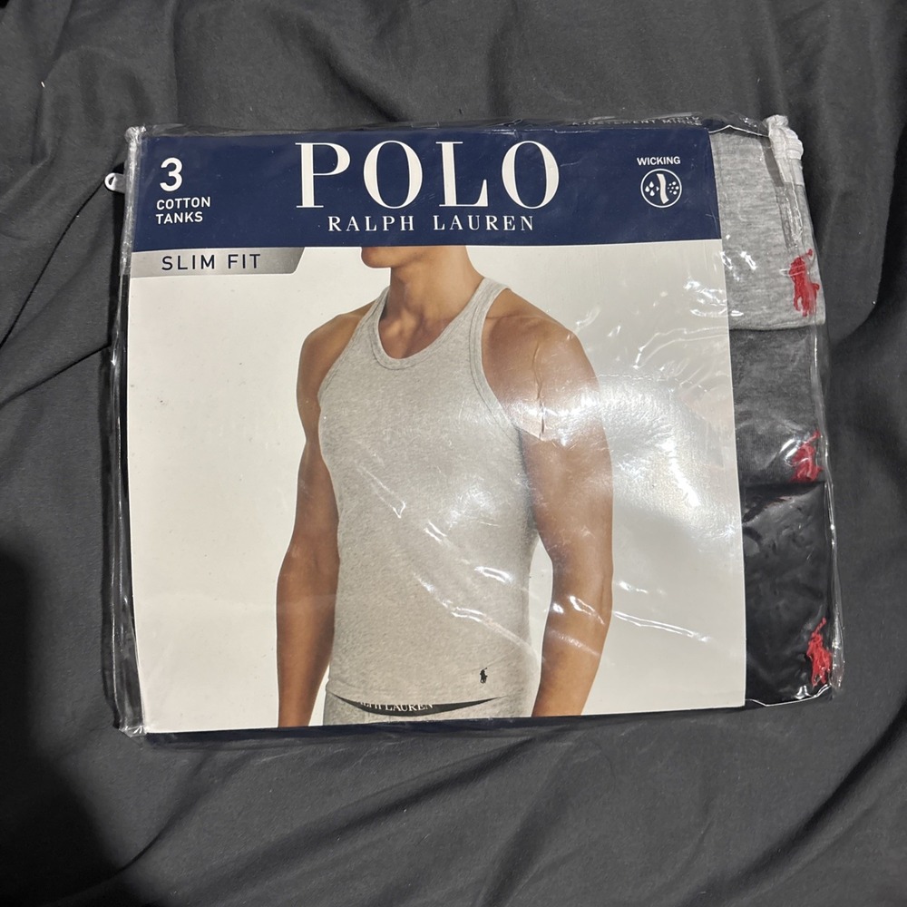 3 Polo Ralph Lauren Tanks Mens Small T-Shirts Undershirts Slim Fit 100% Cotton